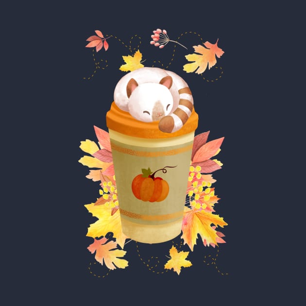 Hello Autumn Coffee Kitten by LittleBunnySunshine