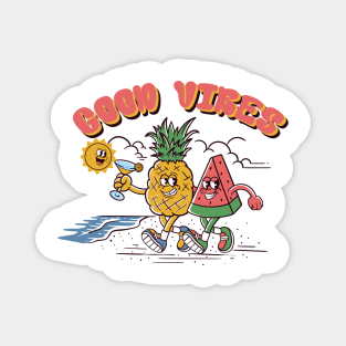 watermelon and  pineapple  retro cartoon Magnet
