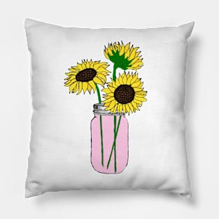 Sunflowers in a Pink Jar Pillow