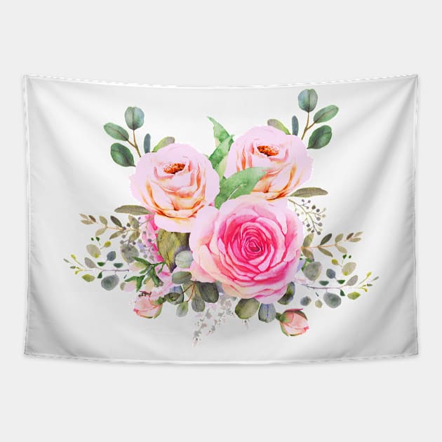 Pink Roses In Bloom Tapestry by After Daylight Project