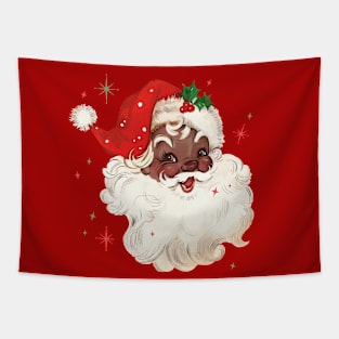 Retro Black Santa Claus Mid Century Modern Cute Santa Claus Tapestry