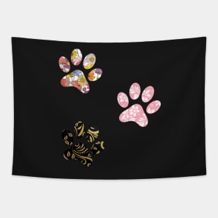 Floral Paw Trio Tapestry