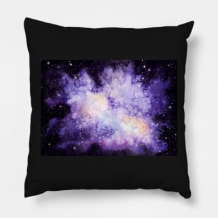 Watercolor Galaxy, Stars and Shine in Outer Space Pillow