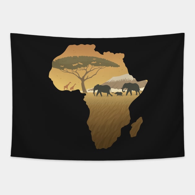 Africa Map Landscape Tapestry by Malchev