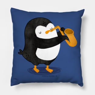 Steve Penguin playing a Saxophone Pillow