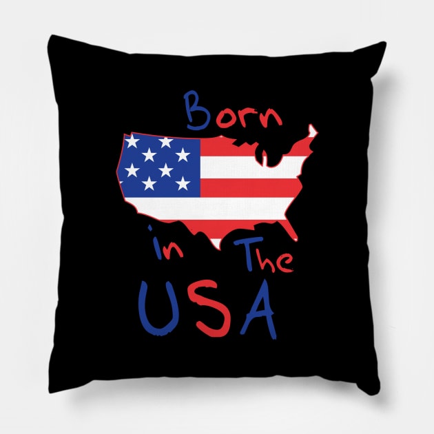 Born in the USA Pillow by PeppermintClover