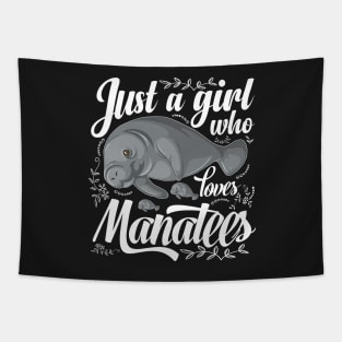 Just a Girl Who Loves Manatees Cute Tapestry