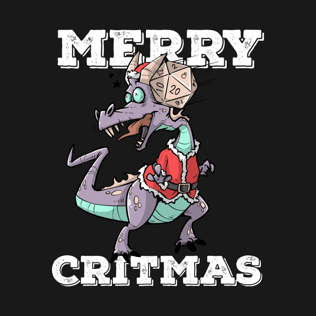 Critical Hit D20 Dice RPG Meme PnP Dragon Merry Critmas Gift by TellingTales