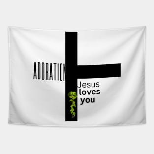 ADORATION JESUS LOVES YOU T SHIRT Tapestry