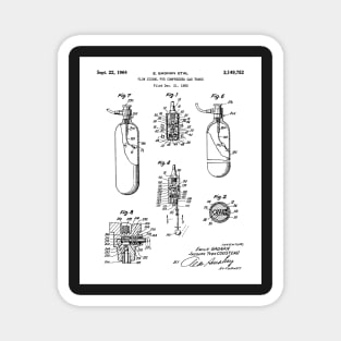 Scuba Tank Patent - Scuba Diver Deep Sea Diving Art - White Magnet