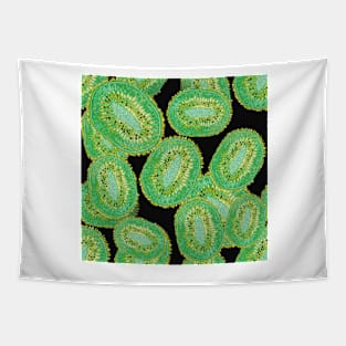 Tropical Kiwi Fruit Abstract Pattern_black Tapestry