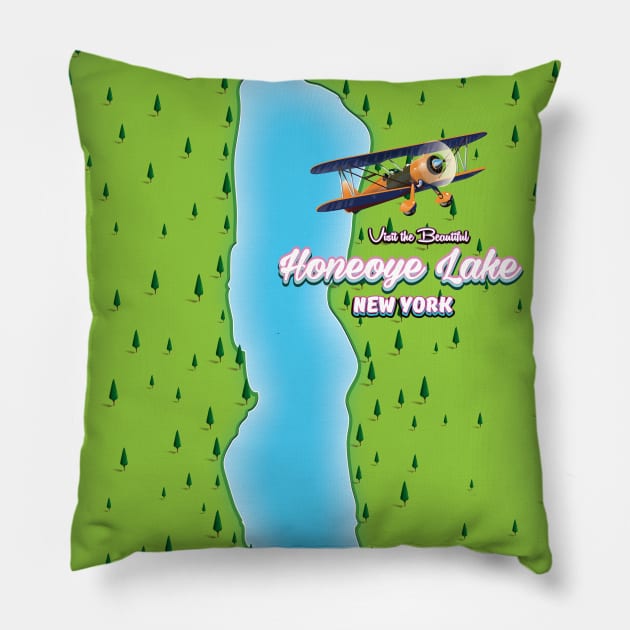 Honeoye Lake New York map Pillow by nickemporium1