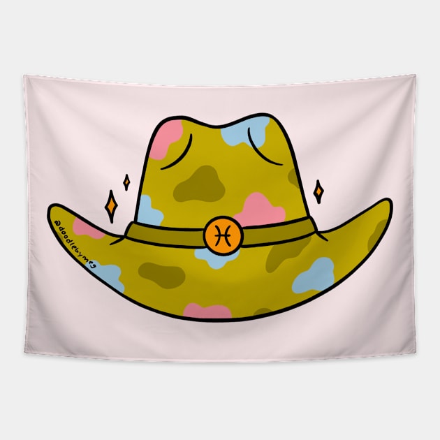 Pisces Cowboy Hat Tapestry by Doodle by Meg