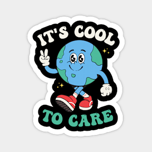 Earth Day It's Cool To Care Groovy Retro 2024 Earth Day Magnet