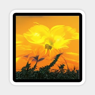 Sunflower Retro Vintage Artificial Intelligence Arts Magnet