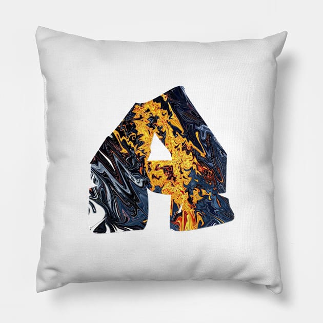 A - FONT - FIRE BLUE Pillow by Ginta Art Abstract 