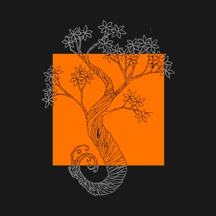 Orange Square Ink Tree T-Shirt