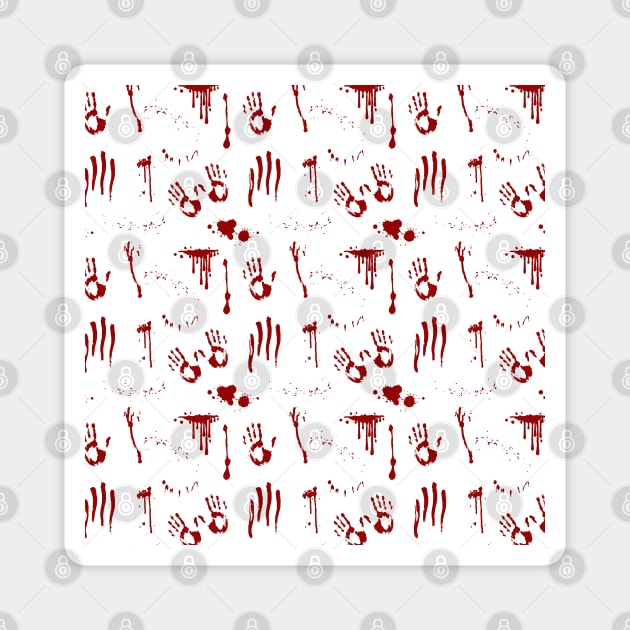 Blood Spatter and Bloody Handprints Magnet by HotHibiscus