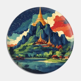 Phetchaburi Thailand Vintage Retro Travel Tourism Pin