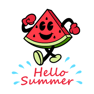 Hello Summer With Water Retro Watermelon T-Shirt