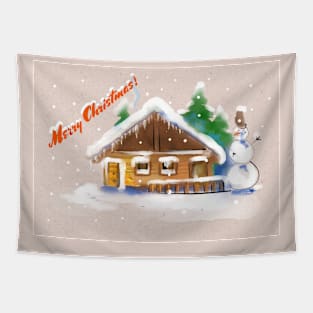 Merry Christmas snowman Tapestry