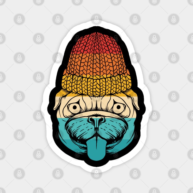 Dog Retro Pug Hat Magnet by Dojaja