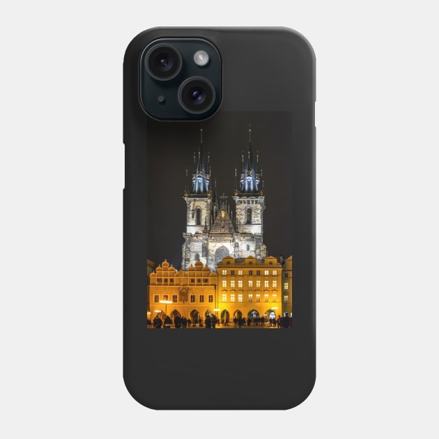 Tyn Church at night illumination Phone Case by lena-maximova