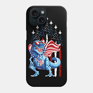 Fighter Jet American Flag 4th Of July Dinosaur Amerisaurus T Rex Patriotic Phone Case