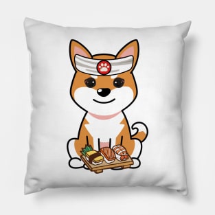 Funny orange dog is a sushi chef Pillow