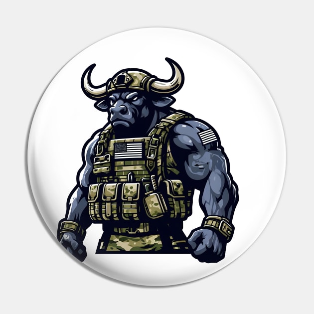 Tactical Minotaur Power Tee: Where Mythical Might Meets Modern Strength Pin by Rawlifegraphic