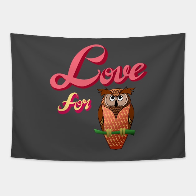 Love for Owl Tapestry by denip