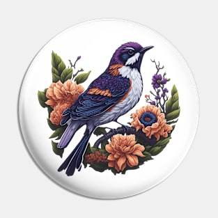 Beautiful Flowers and Bird Pin