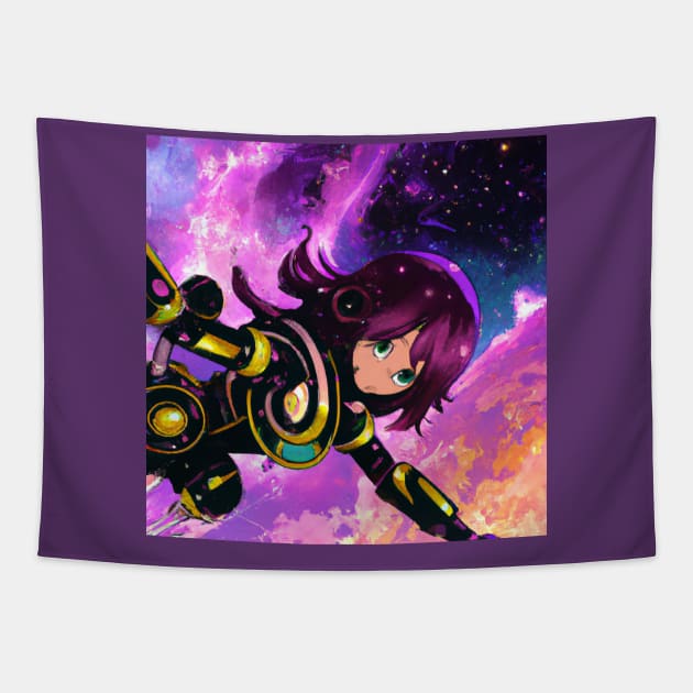 Anime Girl Floating in Space Tapestry by Starbase79