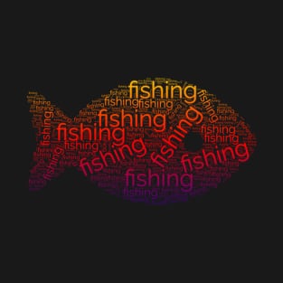 Fishing Pattern Words T-Shirt