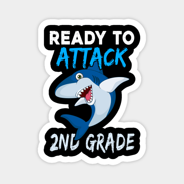 Shark Ready To Attack 2nd Grade Boys Back To School Kids Gift Magnet by kateeleone97023