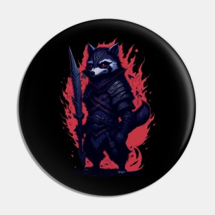 Raccoon Ninja Illustration Pin