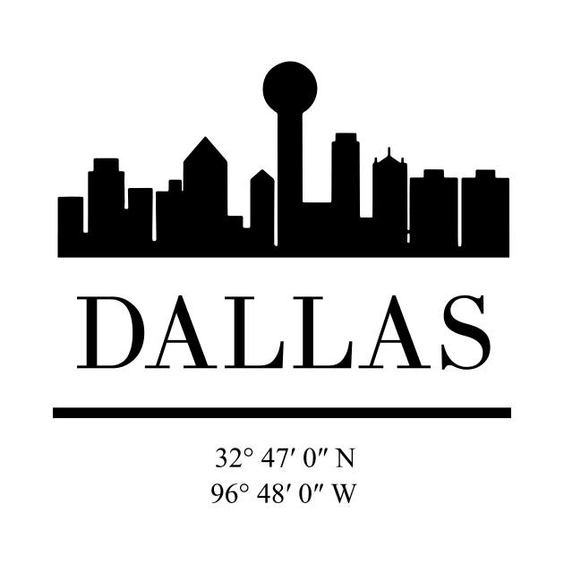 DALLAS TEXAS BLACK SILHOUETTE SKYLINE ART by deificusArt