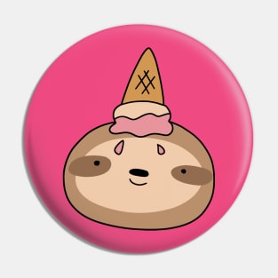 Melted Icecream Cone Sloth Face Pin