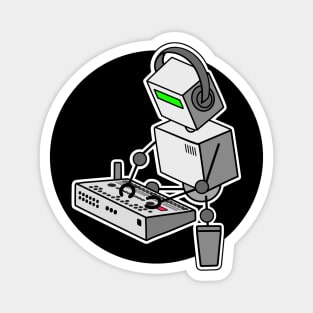 Robot Playing Drum Machine (pocket print size) Magnet