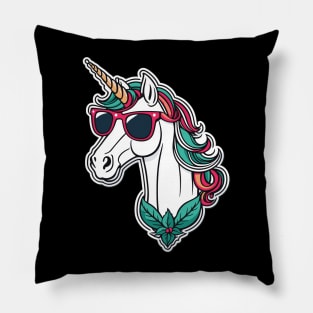 Unicorn Christmas Drawing Pillow