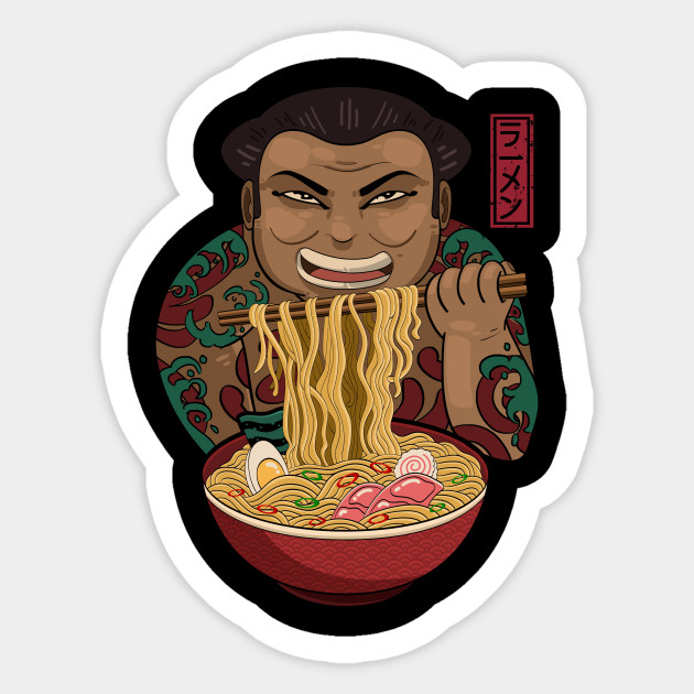 Sumo Eating Ramen Noodles Japanese Sumo Eating Ramen Noodles
