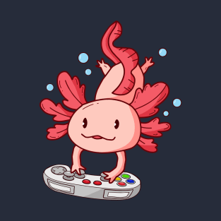 Gamer Axolotl Playing Video Games Cute Axolotl Lover T-Shirt