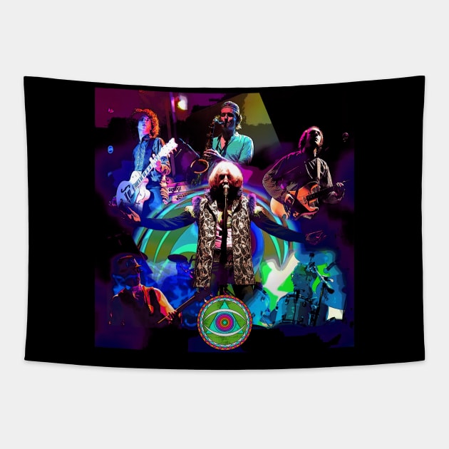 Flying Teapot Threads Elevate Your Style with Gongs Band's Experimental Fusion Vibes Tapestry by TheBlingGroupArt