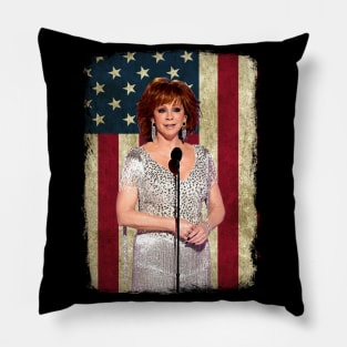 Vintage American Flag Reba McEntire Singer Legend Pillow