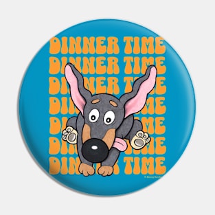 Funny Cute Dachshund Doxie Dog Running for Dinner Pin