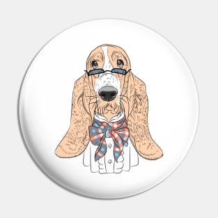 Hipster dog Basset Hound Pin