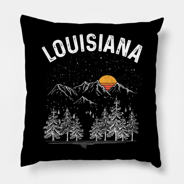 Vintage Retro Louisiana State Pillow by DanYoungOfficial