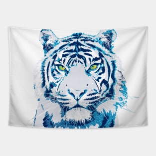 Cool Blue Tiger Vector Artwork Tapestry