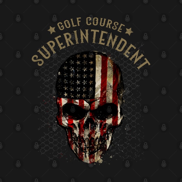 Golf Course Superintendent - Watercolor Skull in American Flag Design by best-vibes-only