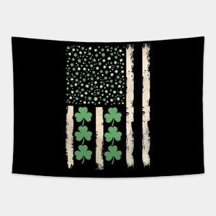 Vintage St Patricks Day Irish American Flag Shamrock Tapestry